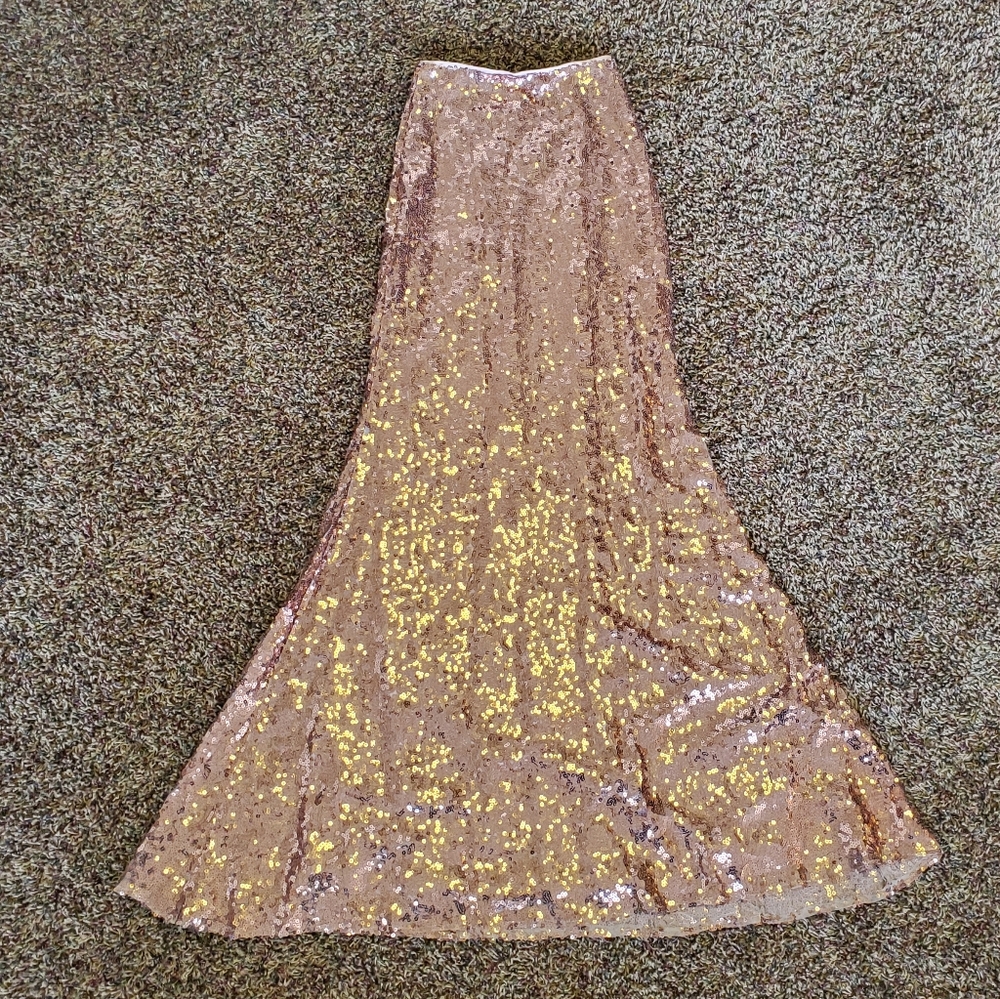 Rose Gold Sequin Maxi Skirt